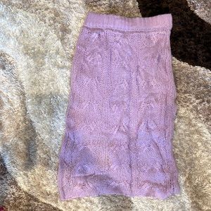 Cable soft lilac knit midi skirt